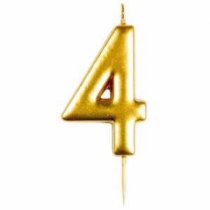 Casey 10cm Gold Numerical Birthday Candle - Nr.4