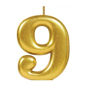 Casey 10cm Gold Numerical Birthday Candle - Nr.9