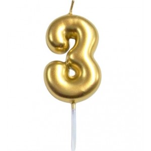 Casey 10cm Gold Numerical Birthday Candle - Nr.3