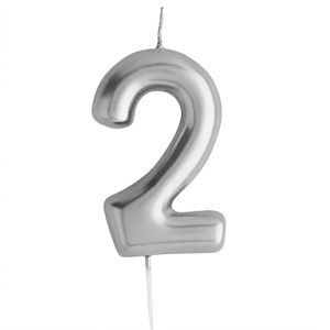Casey 10cm Silver Numerical Birthday Candle Nr.2