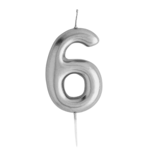 Casey 10cm Silver Numerical Birthday Candle Nr.6