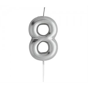 Casey 10cm Silver Numerical Birthday Candle Nr.8