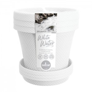 Sebor Super Pot &amp; Saucer Set 30cm White Water 3 Pack