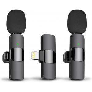 Bluetooth Lavalier Lapel Microphone for iPhone- iPad - Cordless Omnidirectional Condenser Recording Mic for Interview Video Podcast Vlog YouTube