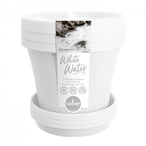 Sebor Super Pot &amp; Saucer Set 25cm White Water 3 Pack
