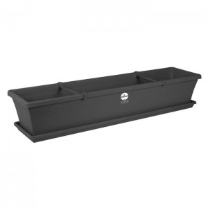 Sebor Sill Planter &amp; Saucer &amp; Clips - 75cm - Charcoal