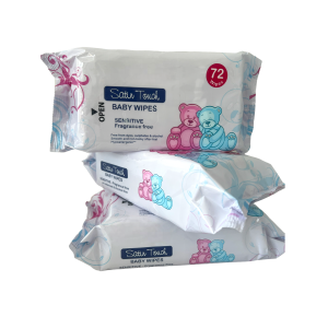 Satin Touch Baby Wipes Unfragranced Pack of 3 - 72'S White