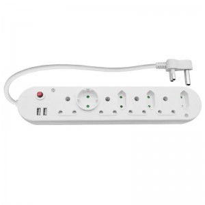 8-Way Multi-Plug Power Strip with 3 USB Ports and Overload Protection
