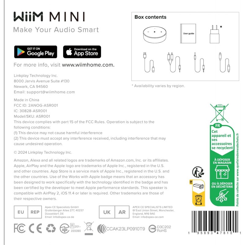 WiiM Mini AirPlay2 Wireless Audio Streamer | Multiroom Stereo &amp