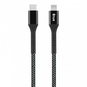 Snug Type-C to MFI Nylon Braided Cable 60W - 1.2 Metre - Black/Silver
