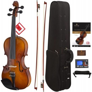 Refurbished Cecilio Violin Kit for Beginners - Full-Size 4/4- Solid Maple- Complete Set with Case &amp; Accessories