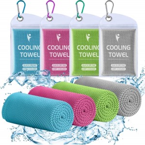 Cooling Towels 100x30cm (4 Pack) - Breathable Cooling Towels for Gym- Yoga- Running- and Hot Weather (Colours may vary)