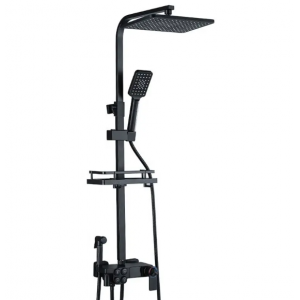 Luxury LED Display Thermostatic Shower System with Rainfall- Handheld- and Bidet Sprayer