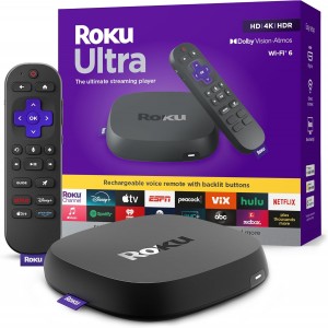 Roku Ultra 2024: Ultimate 4K Streaming Device with HDR10+- Dolby Vision &amp; Atmos- Wi-Fi 6- Bluetooth- and Rechargeable Voice Remote Pro