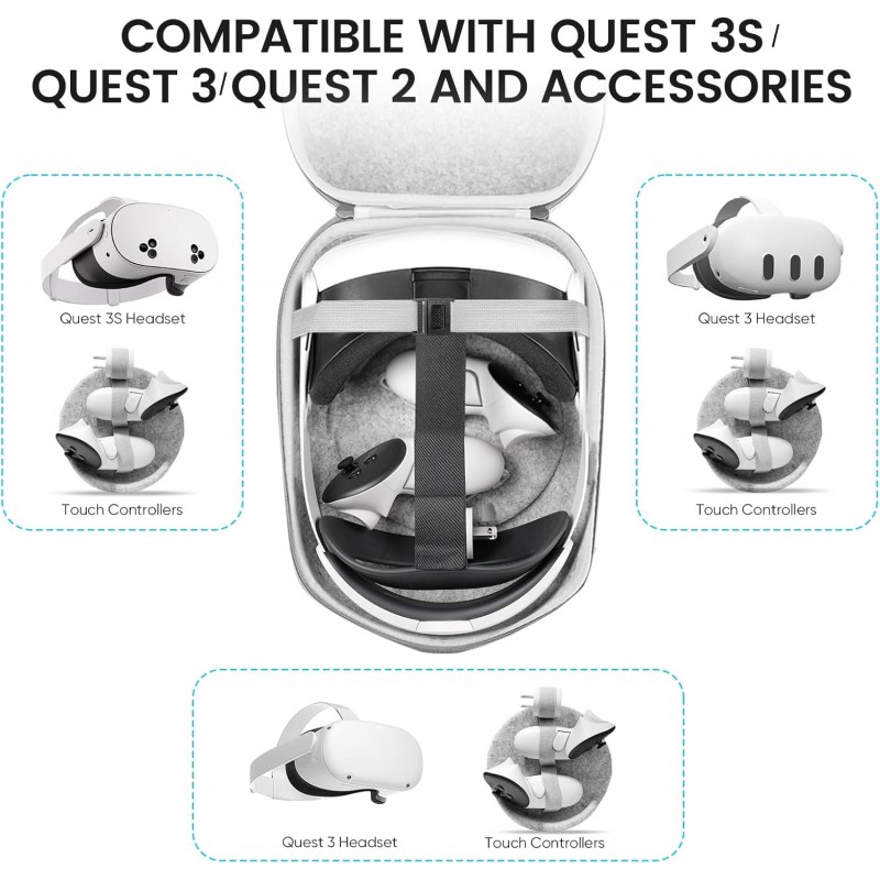Hard Carrying Case for Meta Quest 3S/Quest 3/Quest 2 | Durable