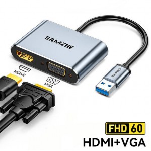 USB 3.0 to HDMI+VGA Adapter 4K HD Multi-Display Converter (Fresco chipset)