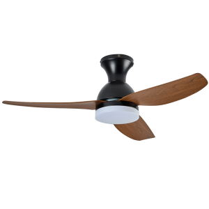Ceiling Fan - Black with Wood Finish ABS Blades Metal and ABS
