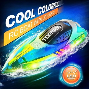 High-Speed LED RC Boat with One-Key Recovery &amp; 120-Minute Battery Life