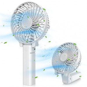 Zartek Rechargeable Mini Fan – WHITE- 3 Speeds- Portable- USB type C Rechargeable- 2200mAH Battery