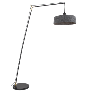 Brightstar SL430 BLACK Metal and PET Table Lamp with Marble Base and Grey Felt Shade