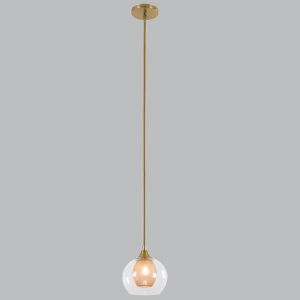 Metal Pendant with Inner Gold Mesh and Clear Outer Glass- Metal Rod