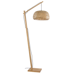 SL431 Wood and Metal Floor Lamp with Bamboo Shade
