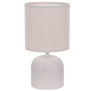 Table Lamp 832 BEIGE Ribbed Ceramic Base with Fabric Shade