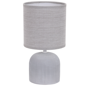 Table Lamp 831 GREY Ribbed Ceramic Base with Fabric Shade