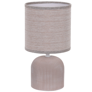 Table Light 830 BROWN Ribbed Ceramic Base with Fabric Shade