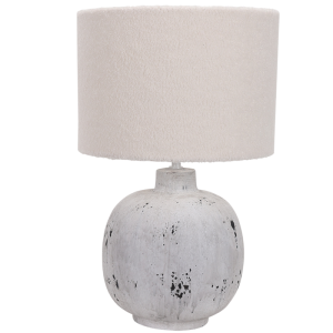 TL829 GREY STONE Ceramic Base with Cream Fabric Shade