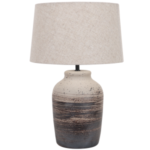 Table Light 826 Stone Ceramic Base with Hessian Colour Fabric Shade
