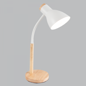 Table Light 667 White Metal and Wood with Flexi Arm