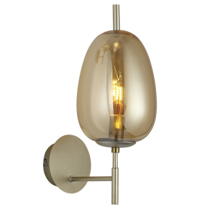 Metal Wall Bracket with Amber Glass |WB409/1 AMBER