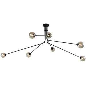 Metal Chandelier with Amber Glass |CH700/7 BLACK