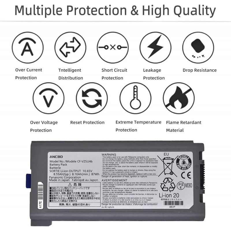 CF-VZSU46 / CF-VZSU46AU New 9Cell Laptop Battery Replacement for