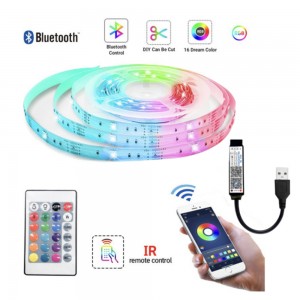 USB Powered RGB Strip Lights with Bluetooth and 24-Key Remote - 3m Length
