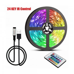 USB Powered RGB LED Strip Lights with 24 Key Remote - 3m Length