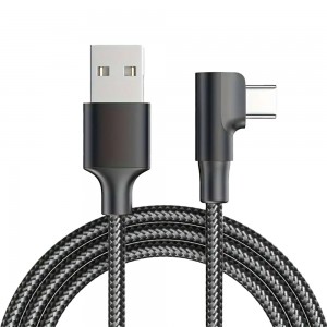 90 Degree Right Angle USB TO USB-C 2.0 Fast Data Sync Charging Cable