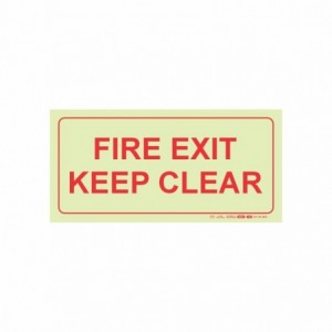 Photoluminescent 190MM Safety Sign - F45-FIRE Exit Keep Clear