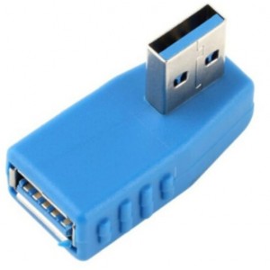 90 Degrees LEFT Angled USB 3 Male to Female Adapter