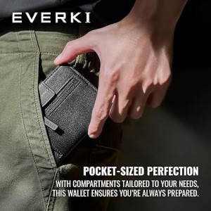 Everki Men RFID Blocking Wallet Slim Bifold- Black