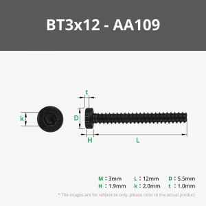 Bambu BT3x12 SHCS Self Tapping Screw Set AA109 - 20pc