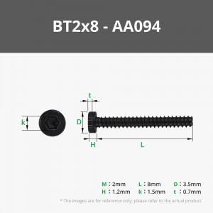 Bambu BT2x8 SHCS Self Tapping Screw Set AA094 - 20pc