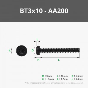 Bambu BT3x10 SHCS Self Tapping Screw Set AA200 - 20pc