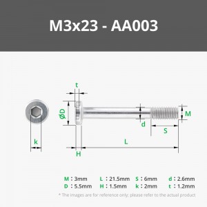 Bambu M3x23 SHCS Machine Screw Set AA003 - 10pc