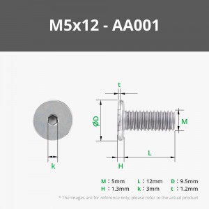 Bambu M5x12 FHCS Machine Screw Set AA001 - 5pc