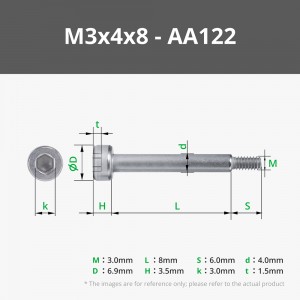 Bambu M3x4x8 SHSS Head Shoulder Machine Screw Set AA122 - 10pc