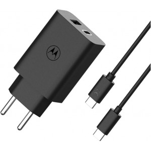 Motorola TurboPower 50W Dual USB-C And USB-A Charger With USB-C Cable (Black)