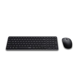 Rapoo Bluetooth 4.0- 5.0 + 2.4G Wireless Multi-Mode Keyboard Mouse Combo- Aluminum Base- 2400 DPI- 10M Range- Compact Dark Grey