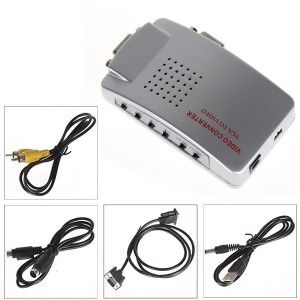VGA to Video High Resolution Conversion Box-Video Converter with USB & S-Video Cable 